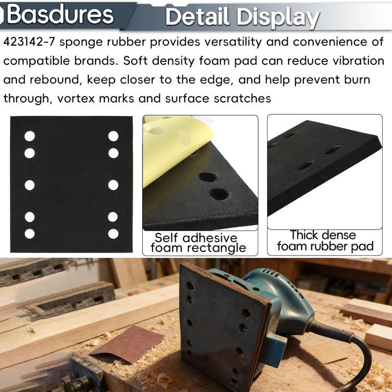 Basdures Replacement 423142-7 Sponge Rubber Fits BO4550, BO4552 Finishing Sander (4 Pack) - Image 3